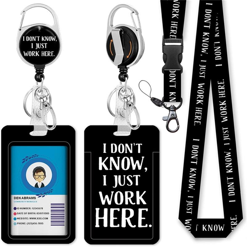 Retractable Badge Holder with Detachable Lanyard, Retractable Badge Reel, 1 Set Id Badge Holder, Id Card Holder for Office, School, Hospital