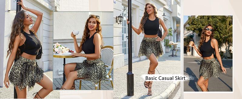 Avidlove Mini Skirts for Women Mesh Flowy Y2k Skirt Drawstring Ruched Bow Layer Asymmetrical Short Skort