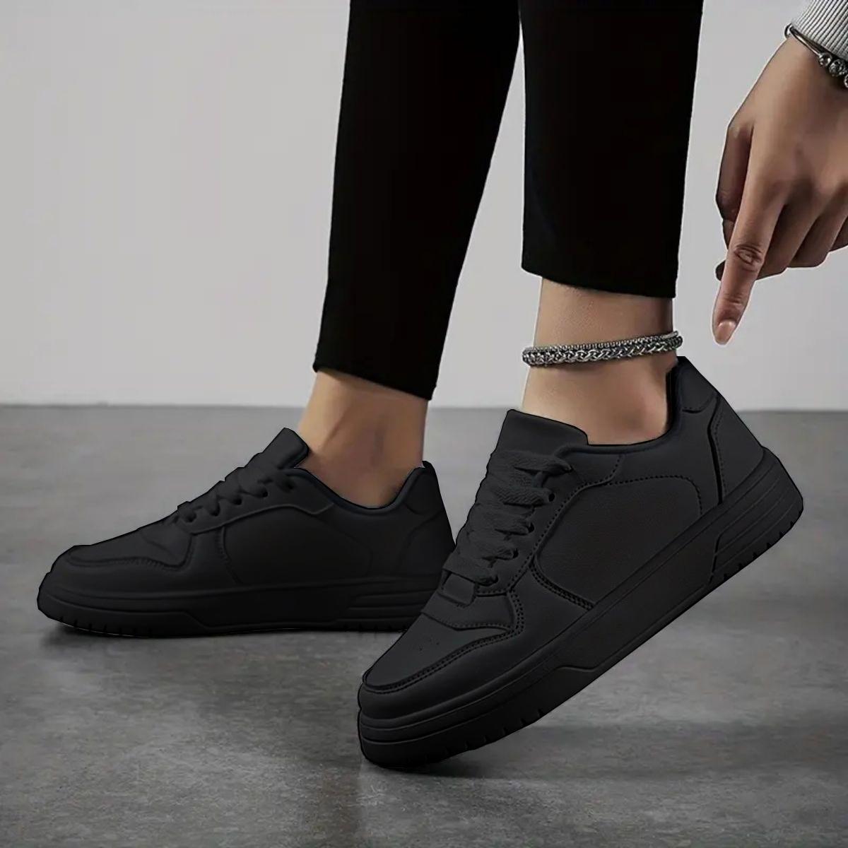 Couple Lightweight Durable Sports Shoes Trainer, Full PU Leather, Low Top Soft Sole, Outdoor Walking Shoes, Sizes 35-45, Comfortable Casual