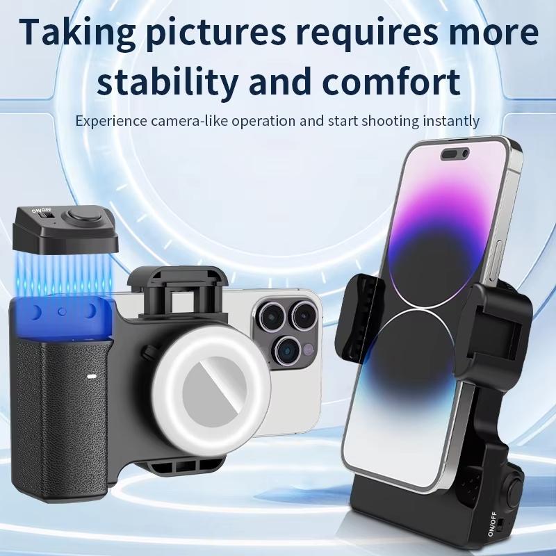 Magnetic Phone Selfie Stick Holder with Camera Bluetooth-compatible Remote Shutter, Adjustable Light, 1/4 Screw Hole, Compatible with Android iPhone