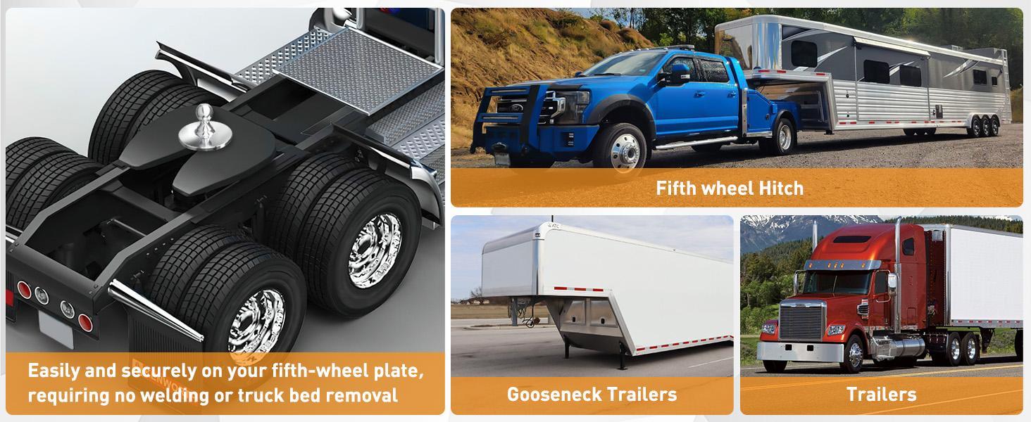 Nilight Fifth Wheel to Gooseneck Ball Adapter, Kingpin to 2-5/16 Inch Gooseneck Ball Towing Receiver Adapter for Trailer Tractor w/ 30,000lbs Max Load, Silver