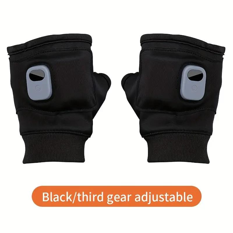 Rechargeable Heated Gloves with Digital Display, Touchscreen Half-Finger Winter Gloves, Three Temperature Settings, USB Charging