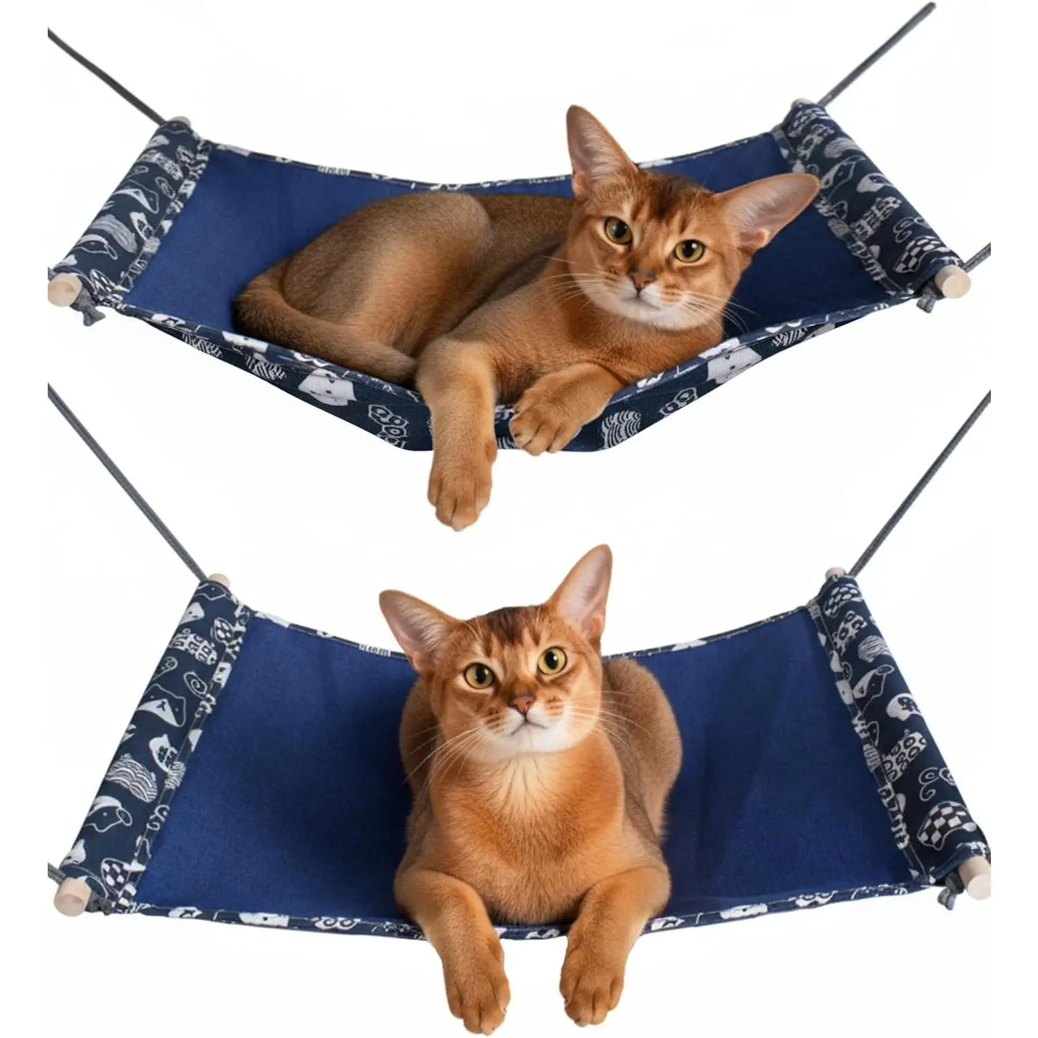 2 Pack Cat Hammock for Cage Hanging Reversible, Pet Hammock Bed Adjustable, 24.4in*14.6in Soft Sleeping Hammock for Cats, Ferret, Rabbits, Small Animals