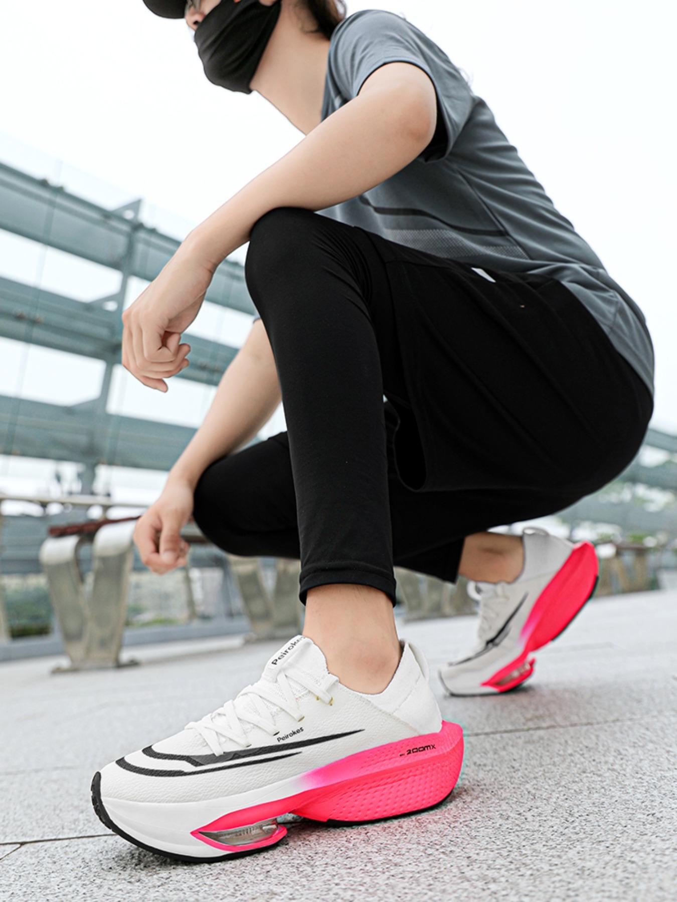 Unisex Sporty Running Shoes, Lightweight Shock Absorption, Breathable Textile Upper, Rubber Sole, Medium Width, All Seasons, Breathable Running Sneakers, Running Training Shoes