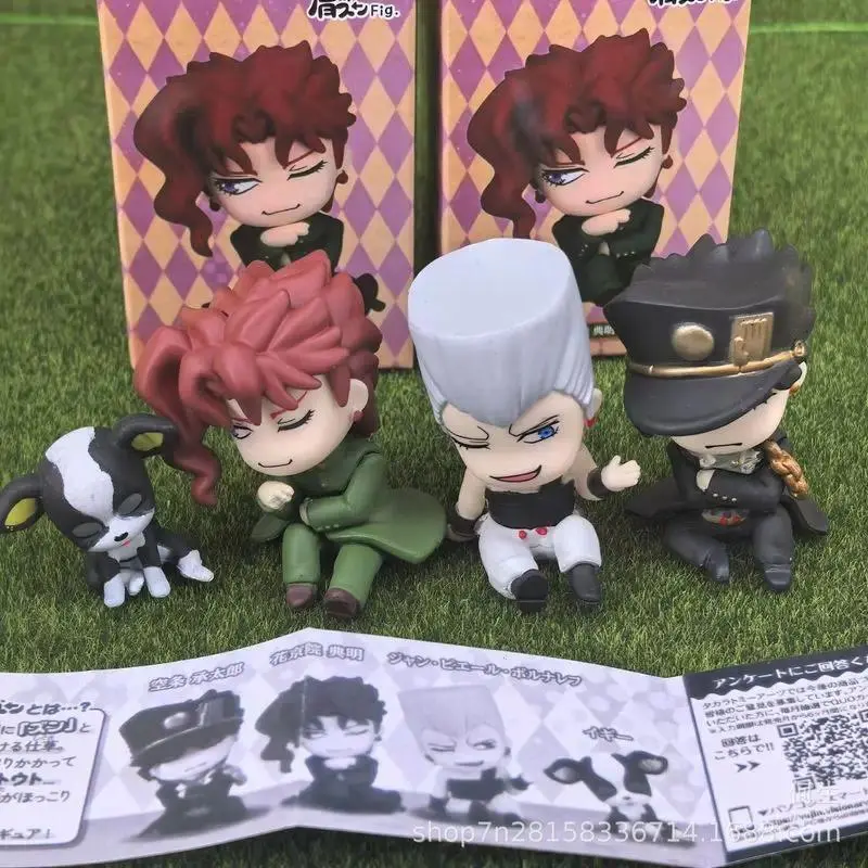 4pcs Q-Version Jojos Bizarre Adventure Anime Figure Desktop Ornament Model Toy Collection Action Figures Static Statue Fans Gift