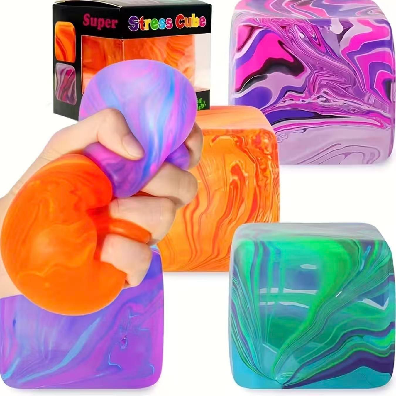 1pc Fidget Toys Squishy Stress Cube, Stress Balls for Kids Squishies Relax, Ice Squishy Cube Sugar Balls, Sensory Toys for Kids with Autism, Fidgets for Classroom Prize Toys, Valentine's Day Christmas Halloween Gifts, Easter Basket Fillers, Office