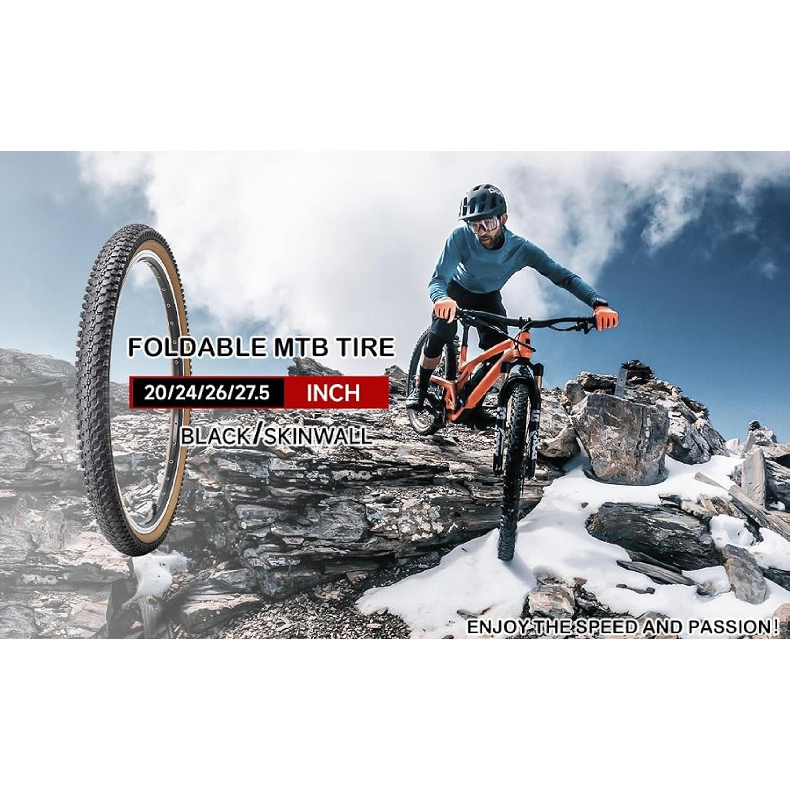 20/24/26/27.5-Inch Folding Replacement Mountain Bike Tires - High-Performance Wear-Resistant MTB Off-Road Bicycle Tires