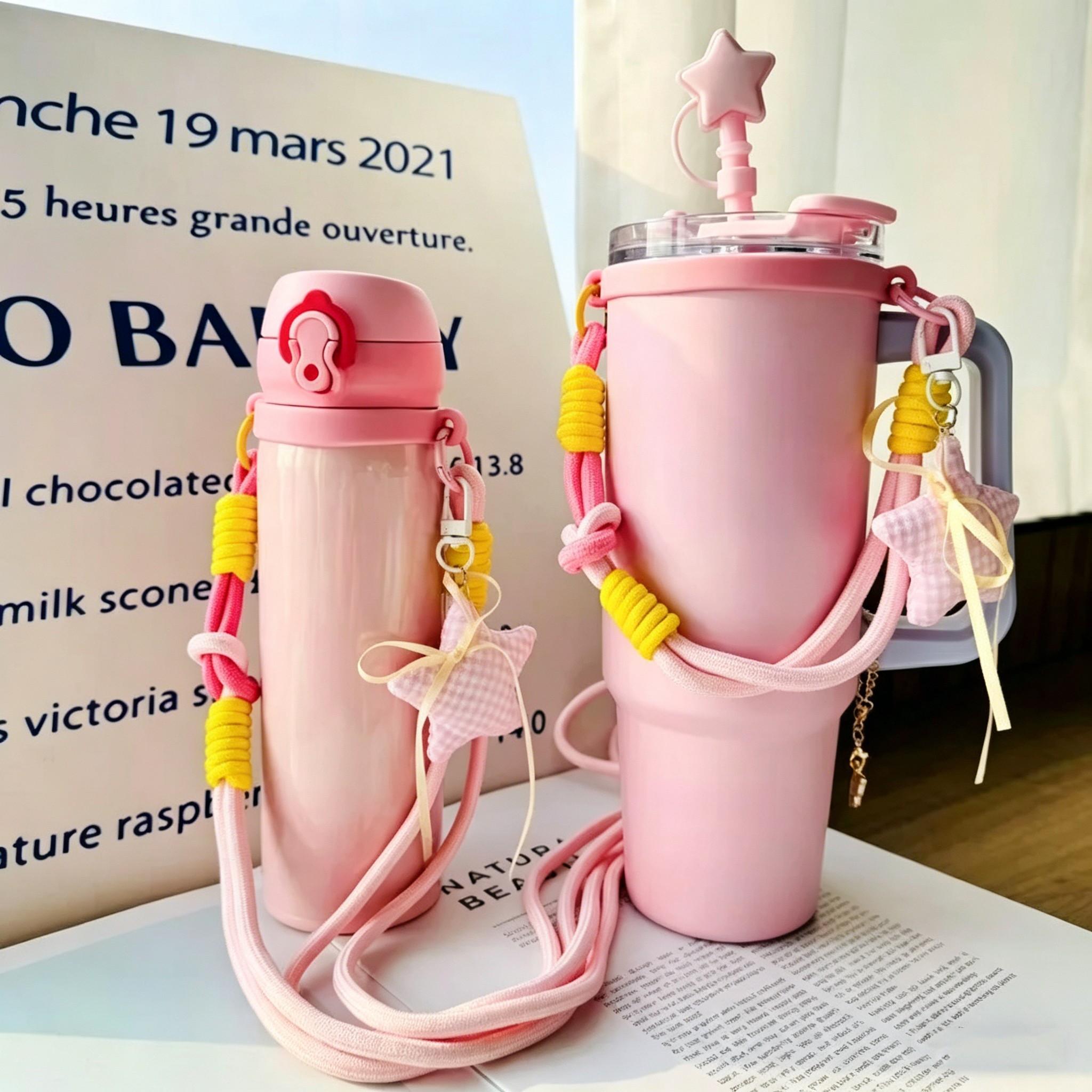 Cute for Girls Universal Tumbler Crossbody Strap, Portable Cup Sling Fits 6-10cm (2.4"-4") Cup Mouth, For Stanley 20/30/40oz Insulated Tumblers, For Owala Water Bottle Carrier for Travel Hiking Camping Daily Commute Must-Have Accessory