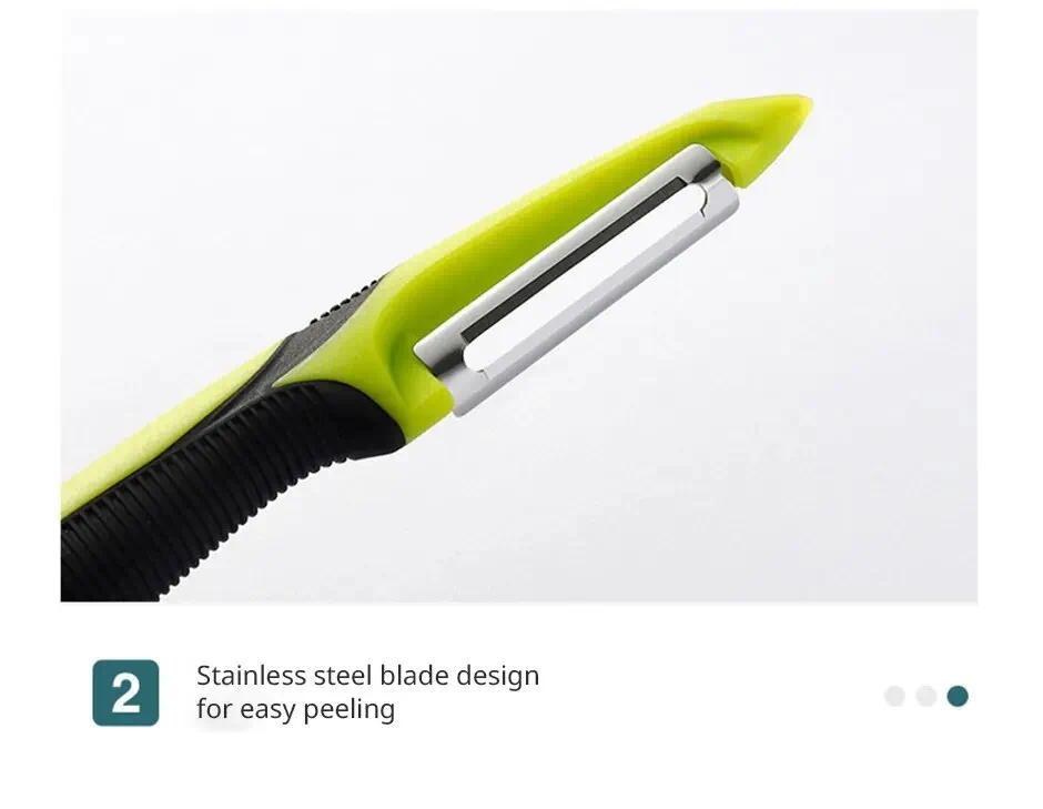 Sharp Durable Stainless Steel Peeler, Multifunctional Manual Fruit Vegetable Cutter, Ergonomic Handle Kitchen Gadget for Potato Apple Carrot Quick Peeling