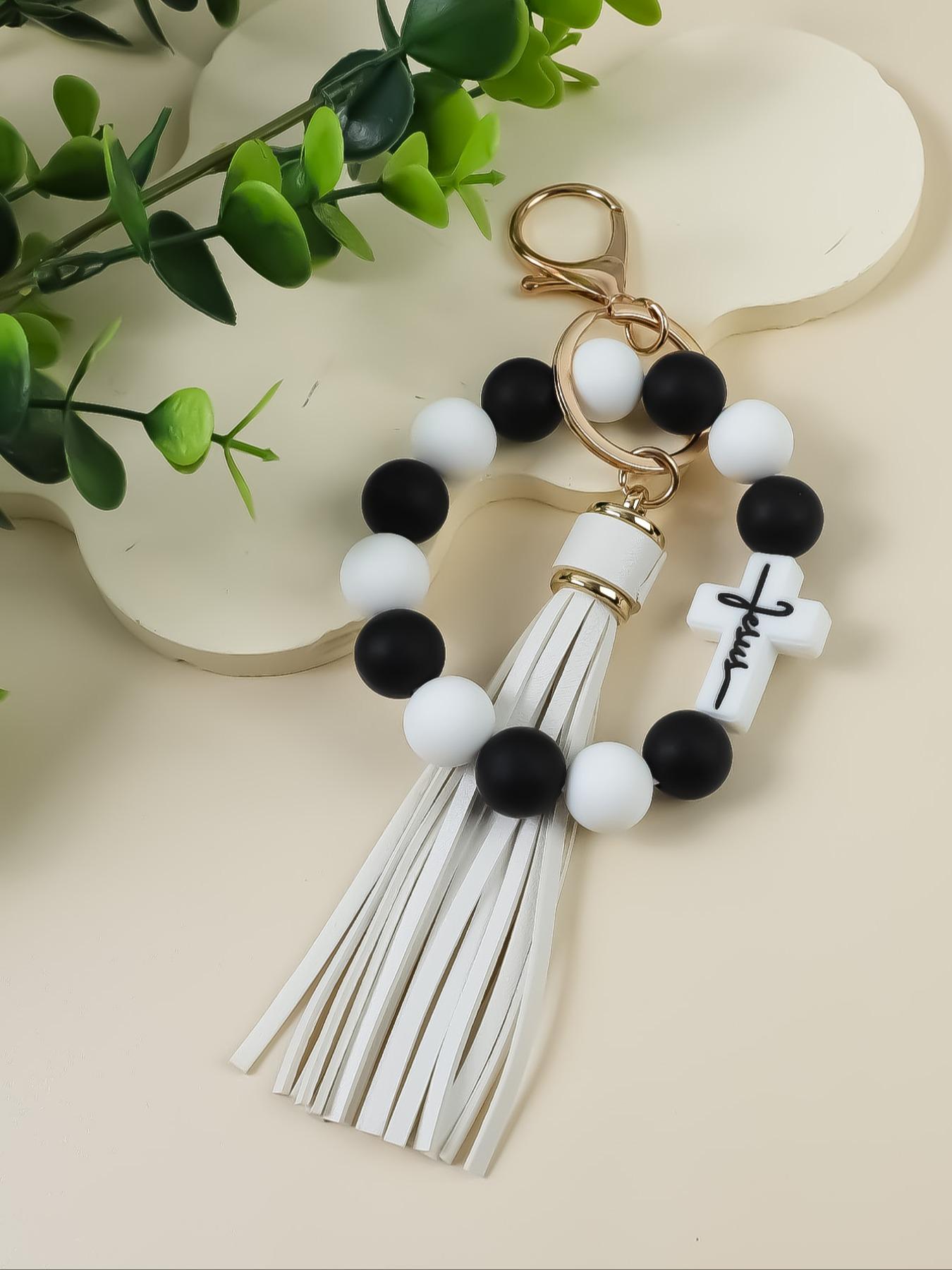 1 Piece Leopard Pattern Tassel Decor Beaded Keychain, Trendy Cute Jewelry for Women & Men, Fashion Accessories, Perfect Gift for Friends 1 Piece Leopard Pattern Tassel Decor Beaded Keychain, Trendy Cute Jewelry for Women & Men, Fashion Accessories, Perfect Gift for Friends