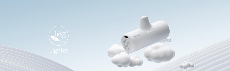 iWALK Mini Lightning Power Bank 4500mAh Portable Charger with Built-in Lightning Plug for iPhone 14/13/12/8/7/6/XR/X/SE Series & AirPods White Durable Pocket-Sized Design