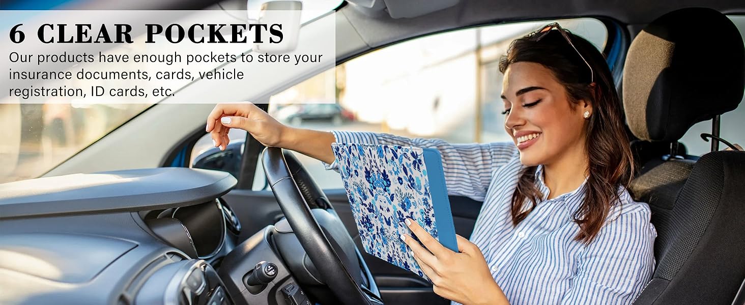 Car Registration and Insurance Holder, with Magnetic Closure for License, Cards and Documents, All Vehicle Needs and Car Accessories (Leopard-Black)