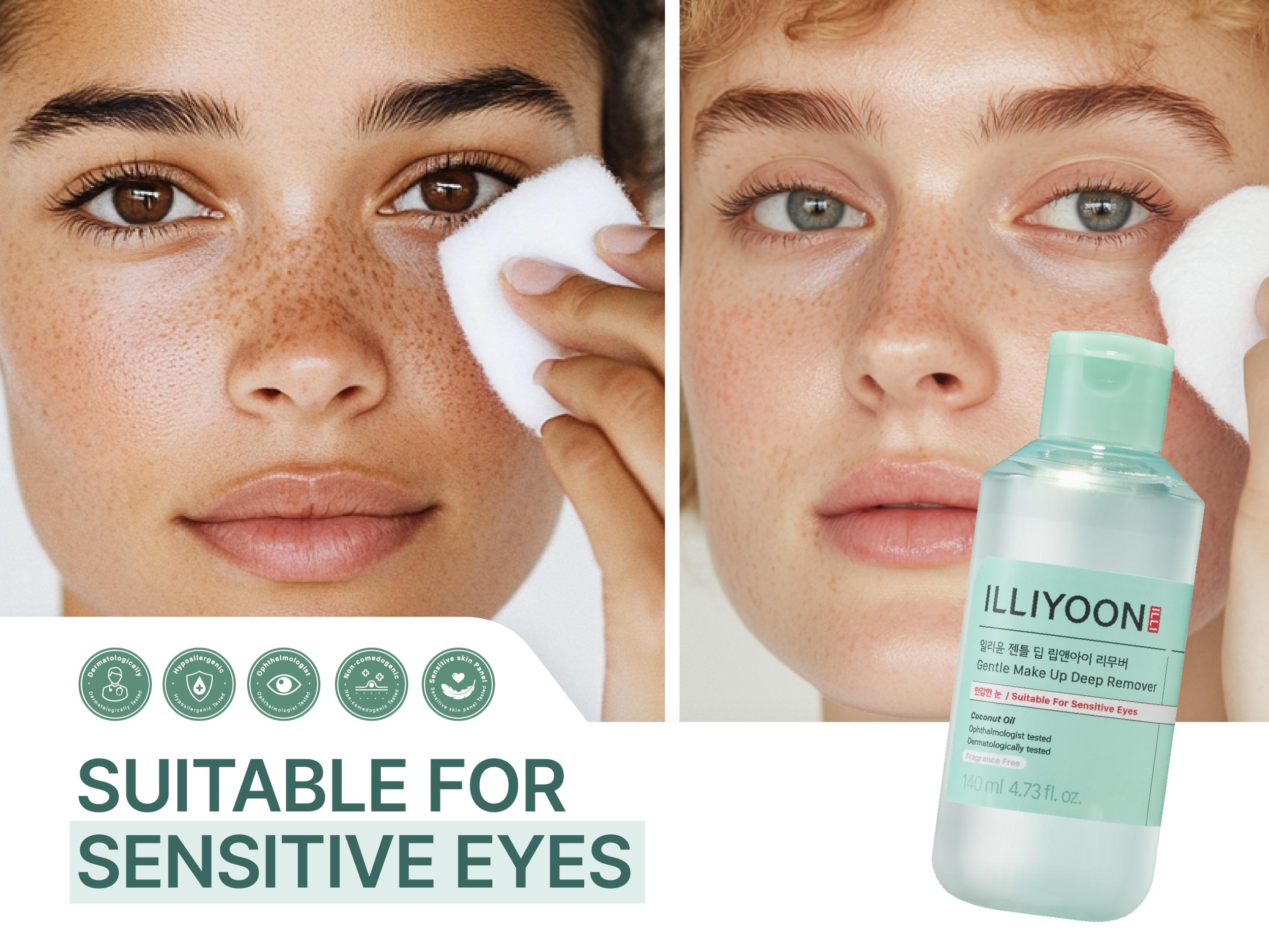 ILLIYOON Gentle Make Up Deep Remover | Waterproof Makeup Remover, Gentle on Sensitive Eyes & Lips, Ophthalmologist-Tested, Effective Cleansing, Coconut Oil, AHA & BHA, 4.73 fl. oz. (140ml)