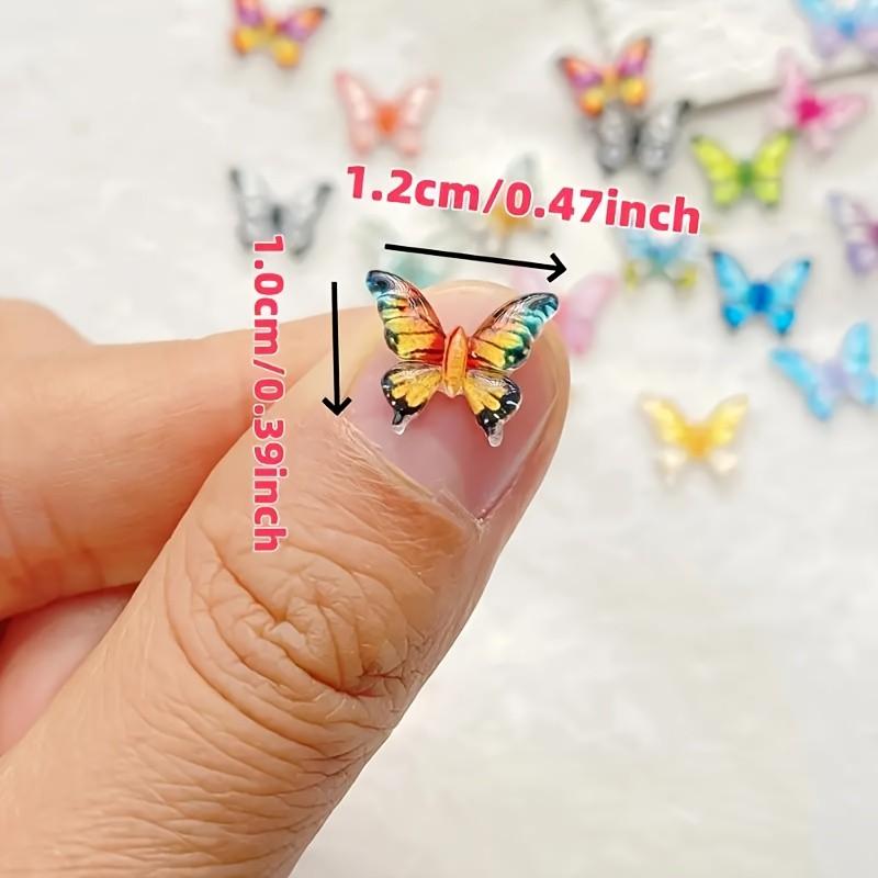 60 Mini Resin Butterfly Decorative Beads, Multicolor Insect Theme Accessories, DIY Crafts, Nail Art, Hair Clips, Jewelry Making, Christmas Decoration