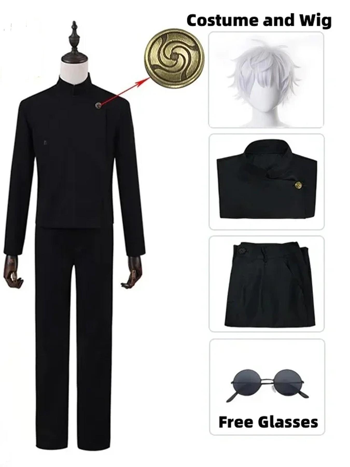 Jujutsu JJK High School Gojo Satoru Cosplay Costume Uniform for Men Women Shirt Pants Wig Halloween Uniform Full Sets