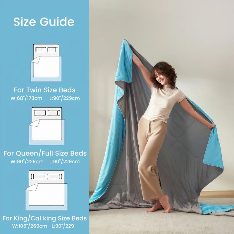 Cosybay Cooling Comforter King Size for Hot Sleeper and Night Sweats, Reversible Grey Cooling Blanket Queen Size,  Breathable Summer Quilt, Lightweight Soft Breathable Silky satin,Q-Max>0.4 Arc-Chill,Pet & Outdoor Summer Cooling Blanket