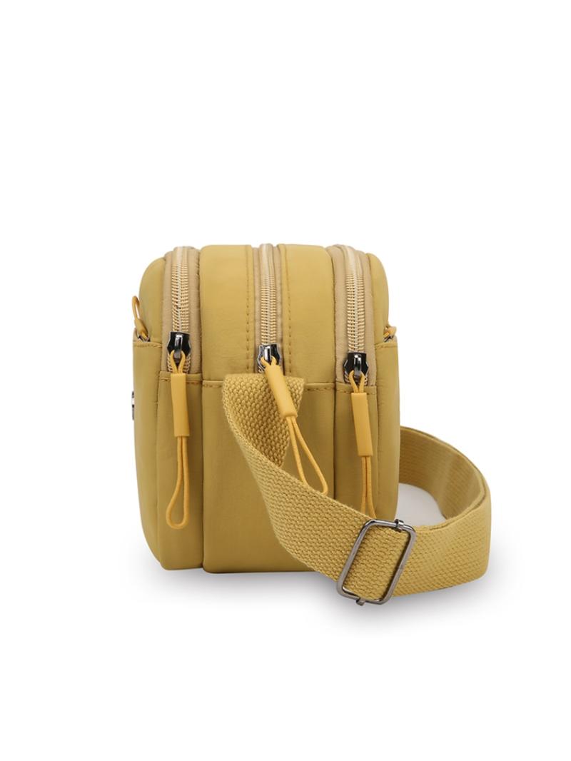 Women's Multifunctional Small Square Bag, Casual Multi-Layer Adjustable Crossbody Shoulder Bag, Lightweight Nylon Commuter Crossbody Bag