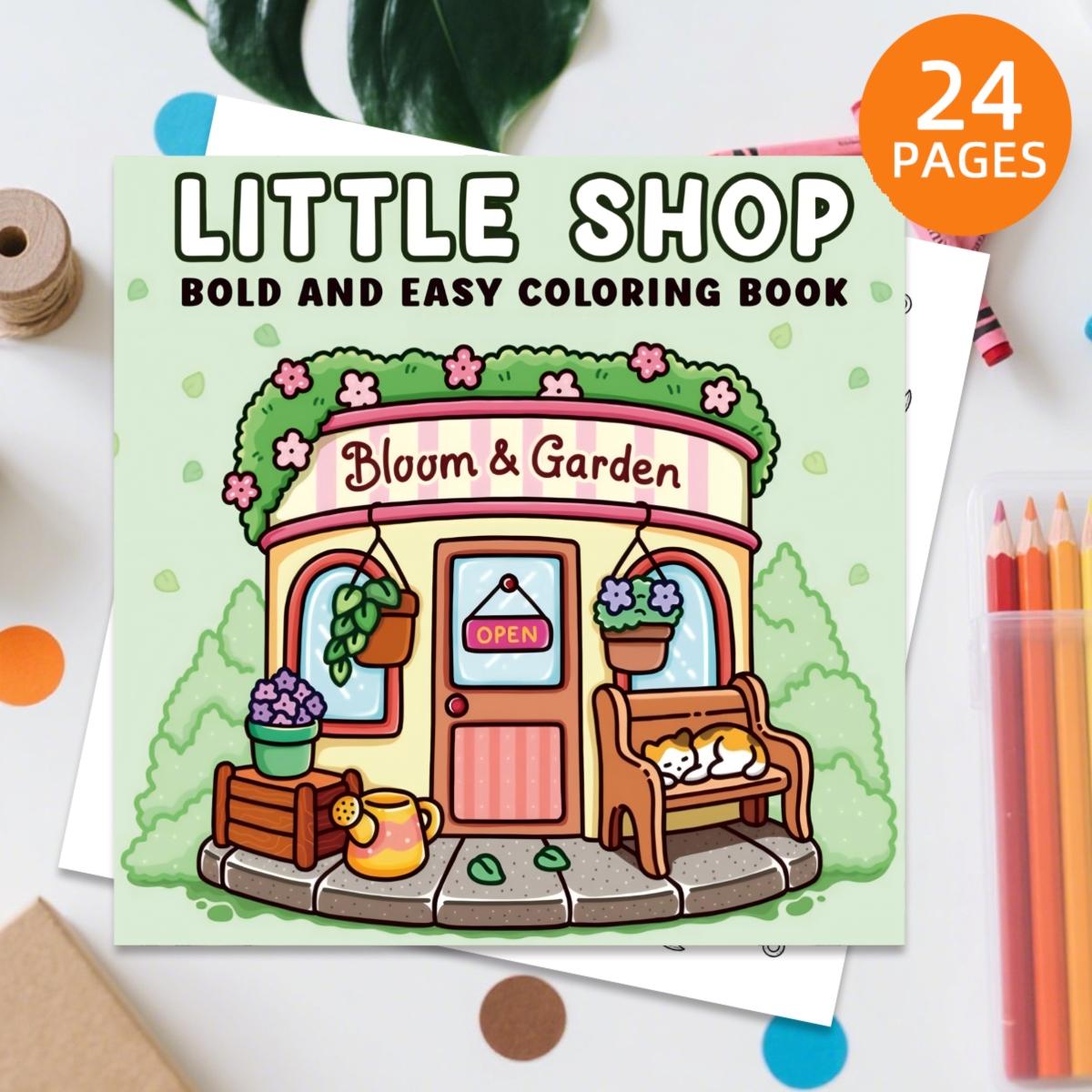 Building Coloring Book Theme, 24 Bold Stress-Relieving Designs, 7.9in X 7.9in Size, Thick Paper, Perfect Gift for Adults and Kids