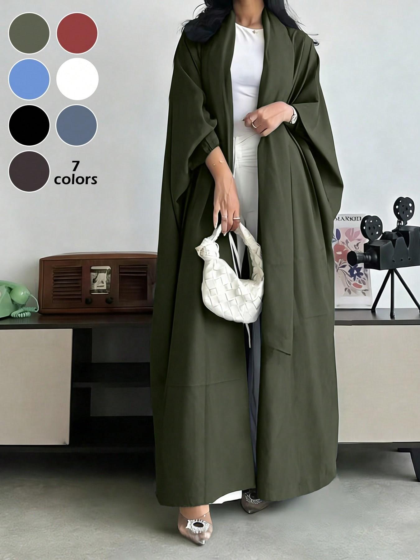 Modest Loose Abaya, 7 Colors Available, Plain Open Front Coat for Daily Commute, No Scarf Included, Women's Casual Fashion Abaya
