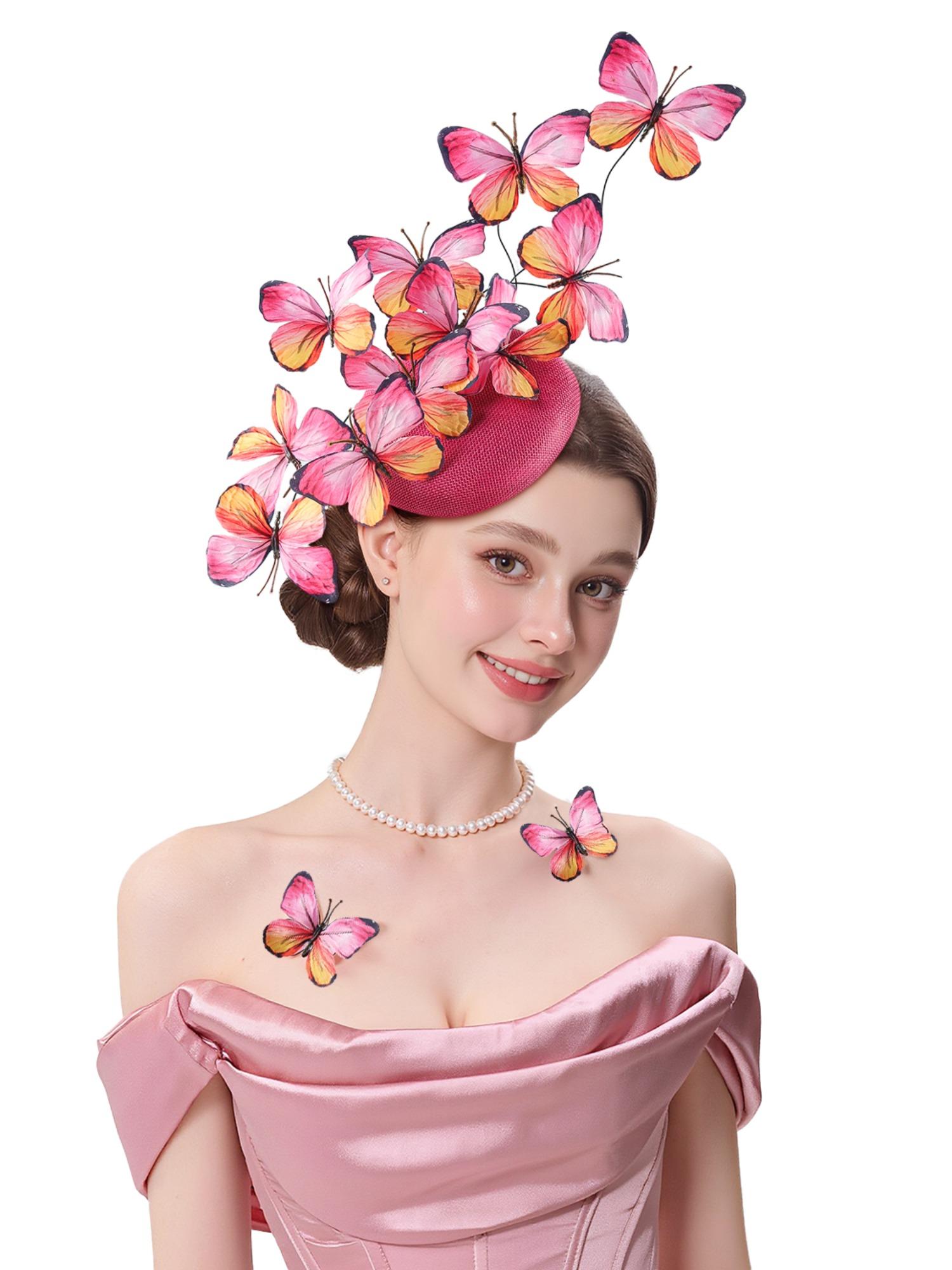 Butterfly Fascinator Hat Feather Tea Party Hat Monarch Butterfly Headband Fascinators for Wedding