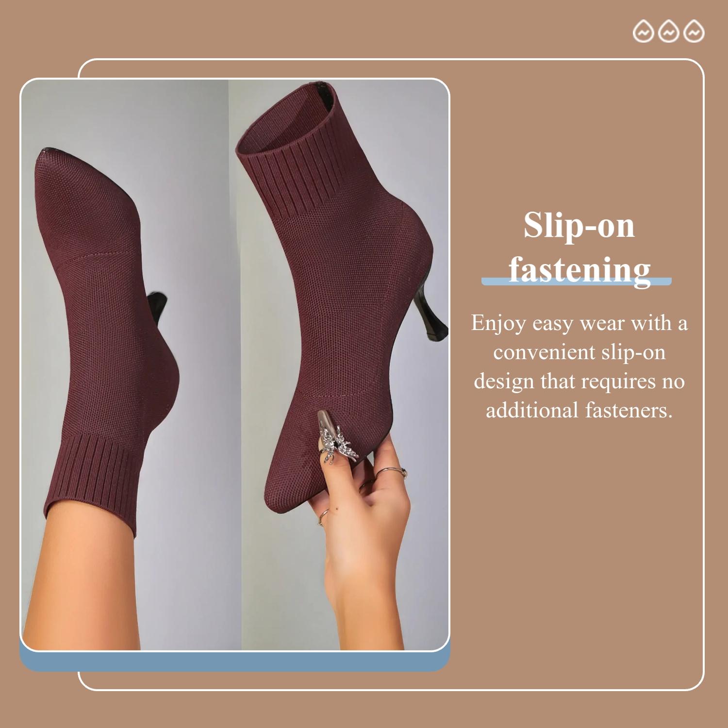 Women's Pointed Toe High Heels Socks Boots, Stiletto Heeled Boots, Stretch-knit Ankle Boots with Slimming Fit Design, Trendy Booties for Spring Autumn, Gifts for Her, Breathable Comfortable Footwear, Versatile Boots, Casual Warm Boots