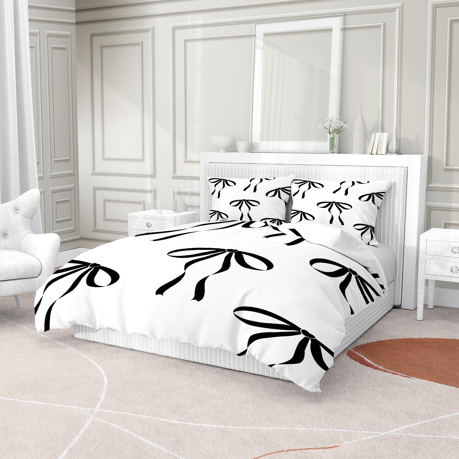 2/3Pcs Cute Bow Knot Duvet Cover Set, Pastel Ribbon Bedding for Bedroom, Warm Gift for Teen Girls and Women, Filling Not Included