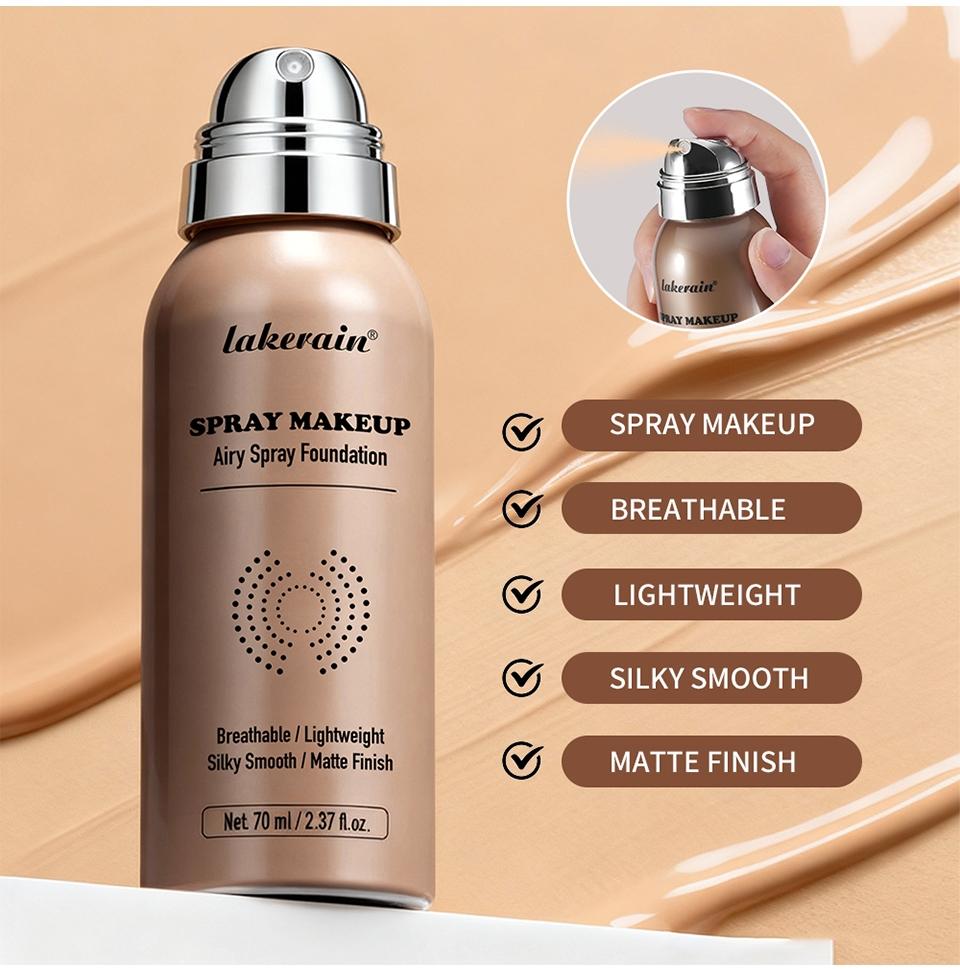 4-Color Air Spray Foundation, Matte Liquid Makeup, Long-Lasting Setting Spray, Concealer Spray, Waterproof Sweatproof Foundation