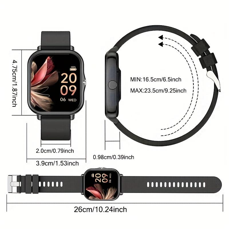 Smart Watch with Answer/Make Calls/Message Reminder,1.83" HD Touchscreen Fitness Tracker, Bluetooth Notifications/Calls, IP68 Waterproof, 112+ Sport Modes, 24/7 Heart Rate & Sleep Monitor for iPhone Android iOS (Black) Wearable Smartphone Wristwatch