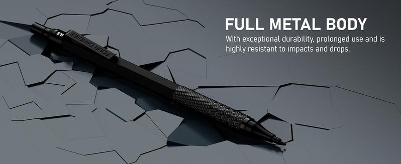 Weighted Pencil !!!Four Candies  Metal Mechanical Pencils Set with Case, For Writing Drafting, Drawing, Sketching, 0.5mm & 0.7 mm Artist Pencil with 8 Tubes  HB Lead Refills, 3 Erasers,9 Eraser Refills, Suitable for School and Office art Creation.