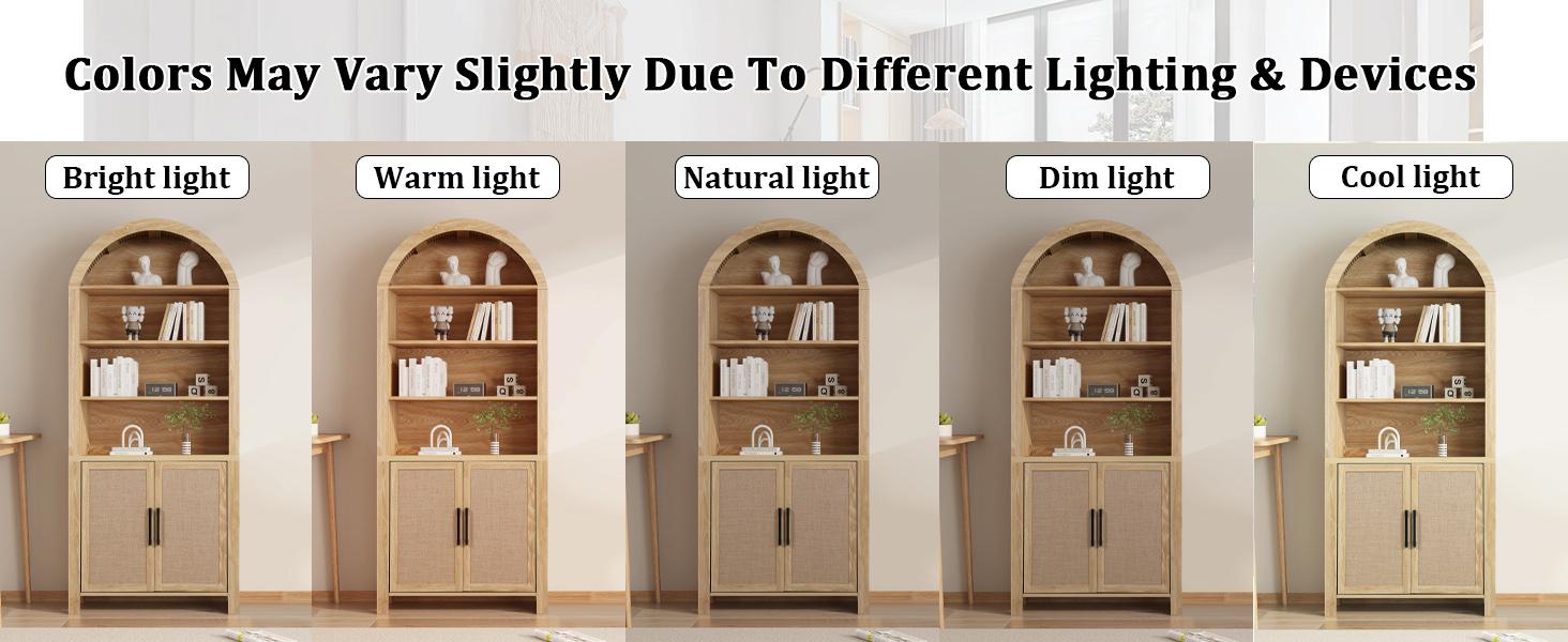 Giratree 71" Tall Arched Bookcase with Storage, Modern 6-Tier Arched Cabinet with Door, Arched Bookshelf Cabinet with Open Display Storage Shelf for Living Room Study Office kitchen storage cabinet