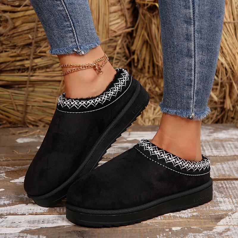 Women's Slippers Platform Mini Boots For Women Suede Leather Indoor/Outdoor Anti-Slip Slipper Comfy Fleece Lined Sneakers Short Ankle Boot Springfresh