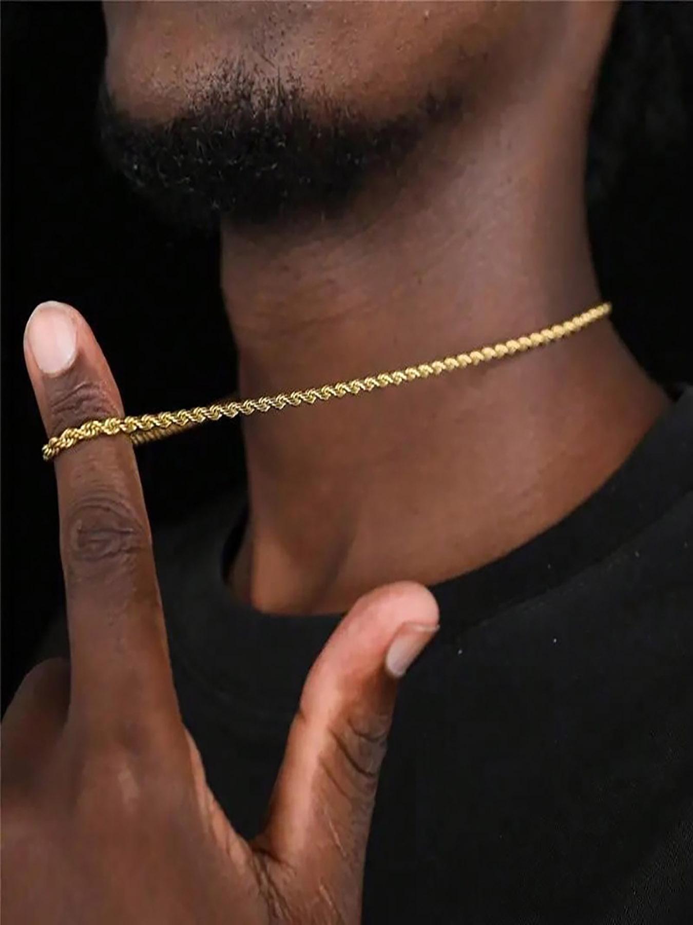 Unisex Stainless Steel Twisted Chain Necklace, Party & Daily Wear Jewelry, Durable Metal Accessory for Men Women