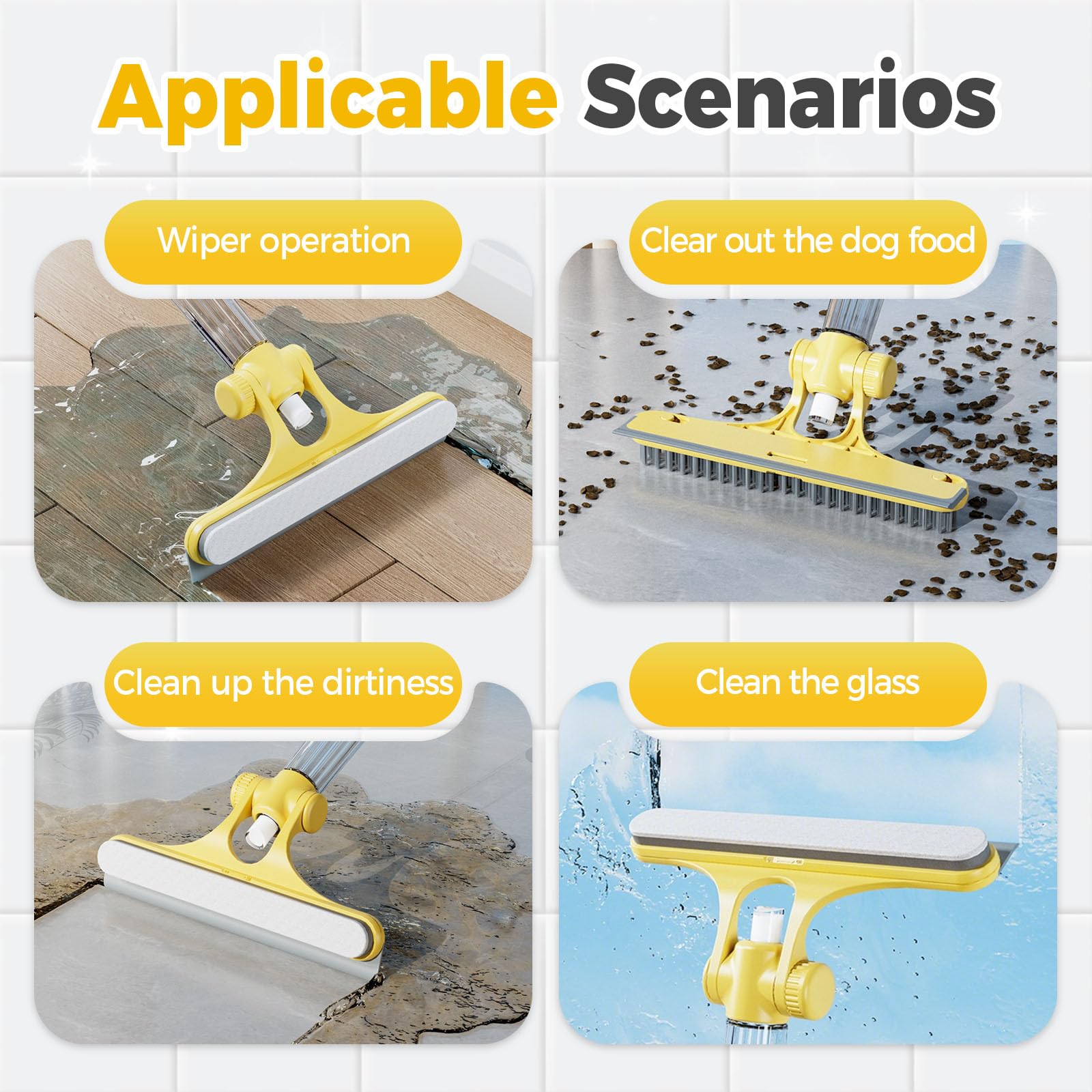 4 in 1 Window Cleaning Scraper, Window Squeegee with Sprayer, Household All-Purpose Shower Squeegee for Glass Doors, Tile Shower Walls, Home Mirror, Car Windows Cleaning Tool Cleaner