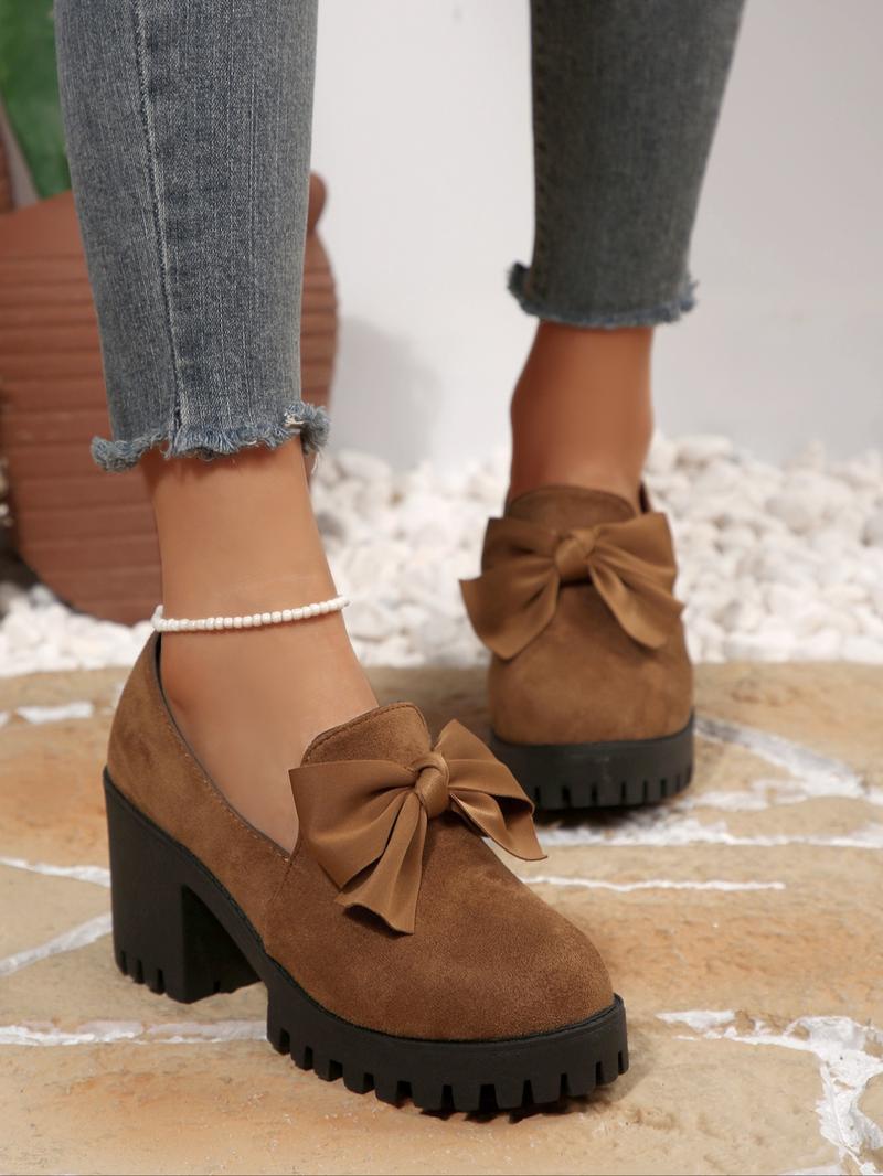 Women's Fashionable Solid Color Platform Chunky Heeled Classic Mary Jane Pumps, Casual Comfortable Shoes for Daily Wear, Perfect for Students and Outdoor