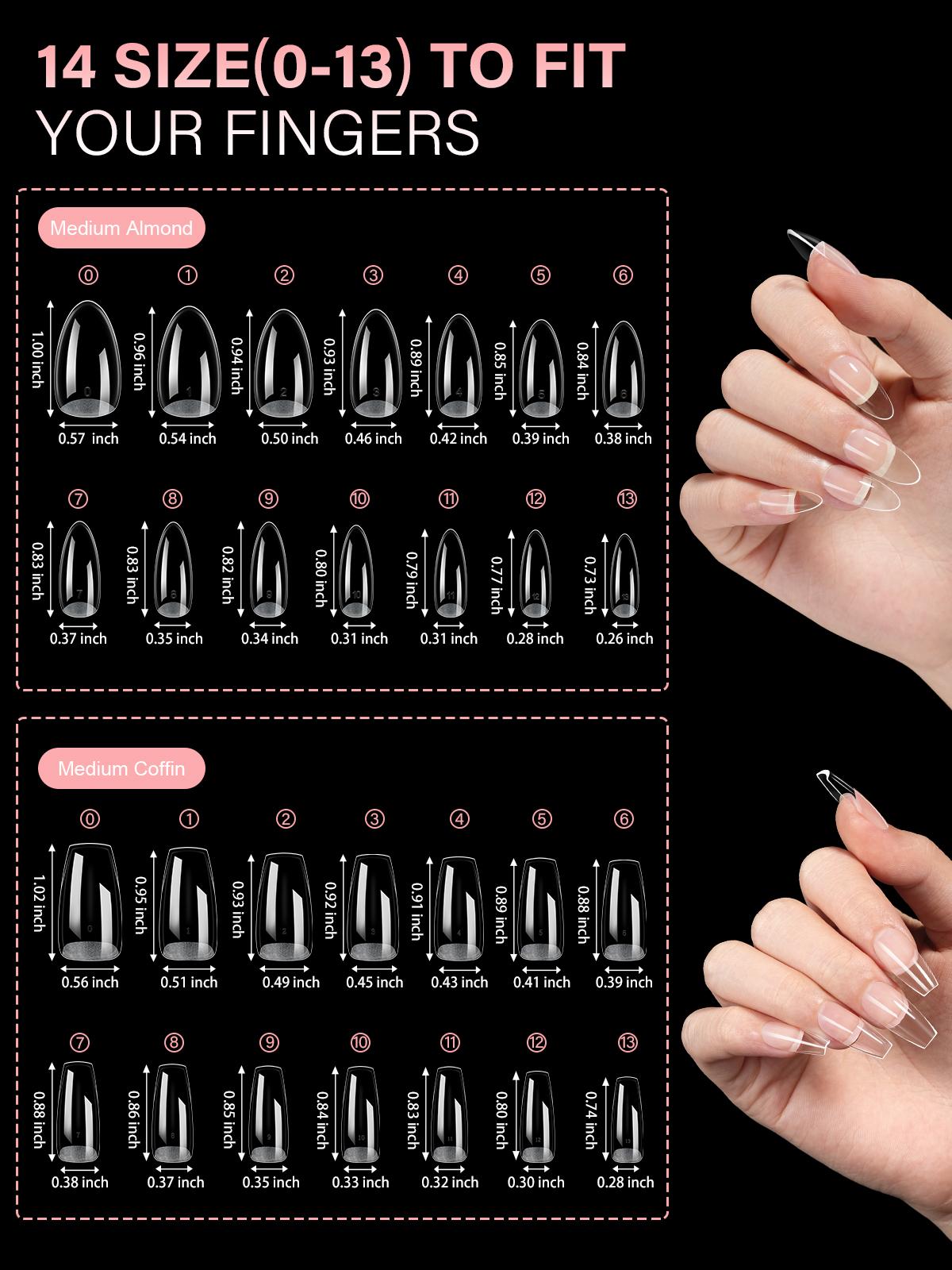 Aillsa 2.0 Upgraded Soft Gel Nail Tips - Built-in C-curve Medium Almond Full Cover Nail Extensions Ultral Thicker Acrylic Nails Tips Strong Clear 140Pcs/168Pcs/224Pcs Pre-sculpted Press-On Nails with Matte Underside False Nails for Flat Nails