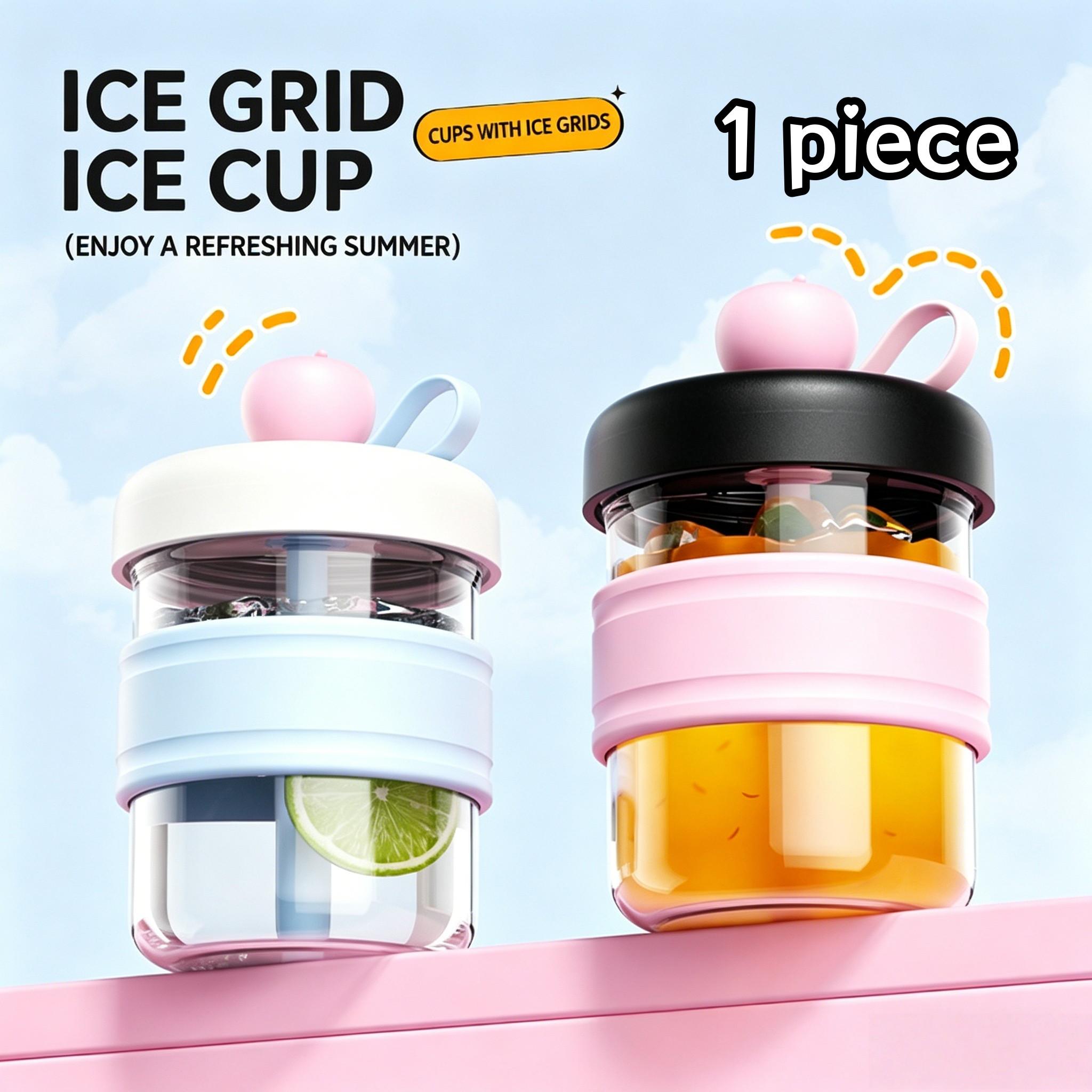 1 Piece Large Capacity Press Ice Cube Cold Brew Cup, Food-Grade Material Leak-Proof Seal, With Straw Easy Release, 2-in-1 Ice Making & Cold Brew, For Commute Outdoor Office Special Portable Practical High-Value