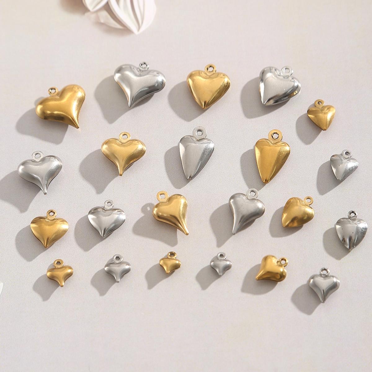 20pcs Stainless Steel Heart Pendants, DIY Jewelry Making Supplies, Necklace Bracelet Accessories, All Seasons