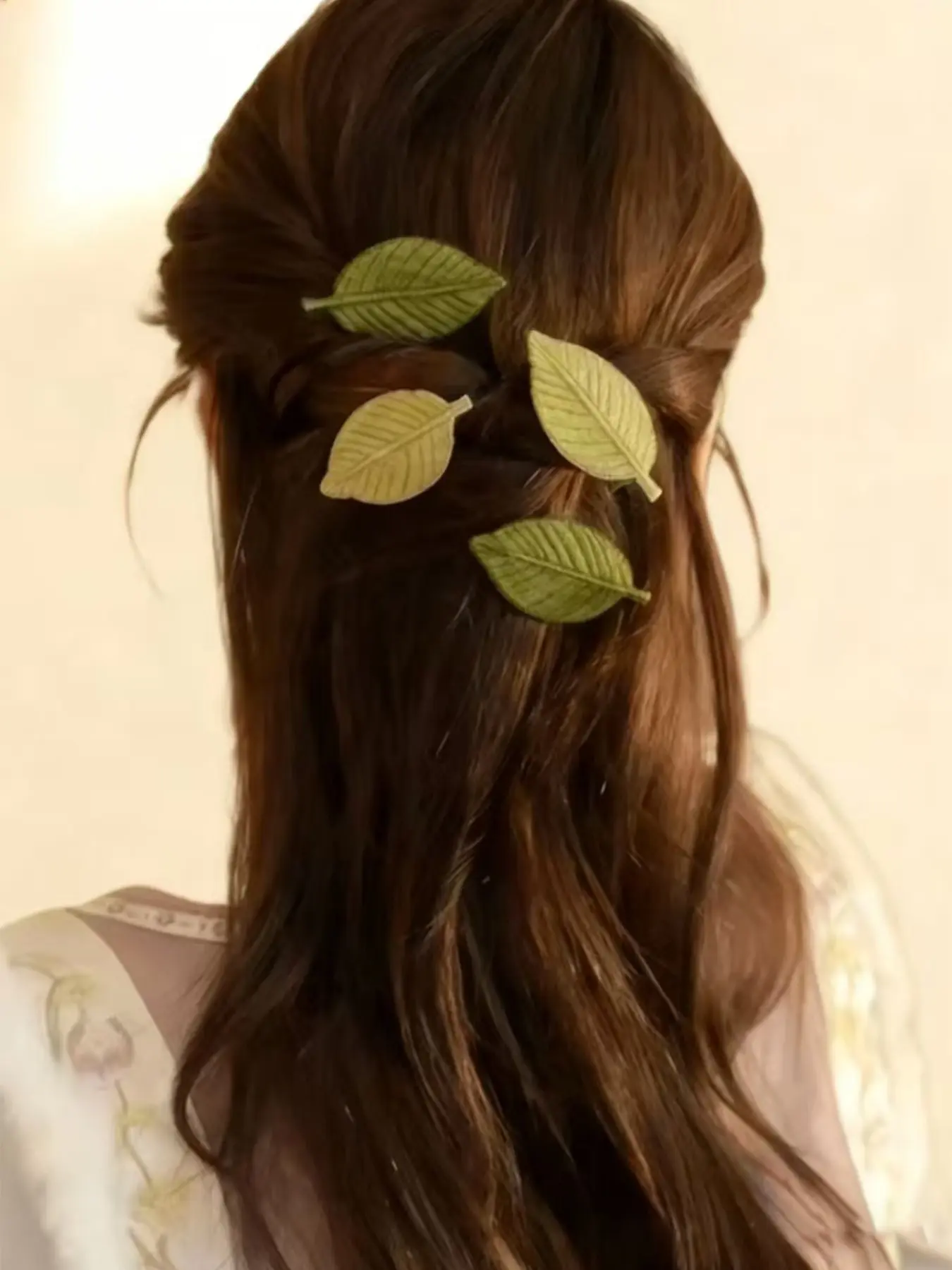 Nature-Inspired Elegance Set of 8 Chic Snap Clips, Embrace the Beauty of Nature, Fine Embroidered Leaf Hairpins