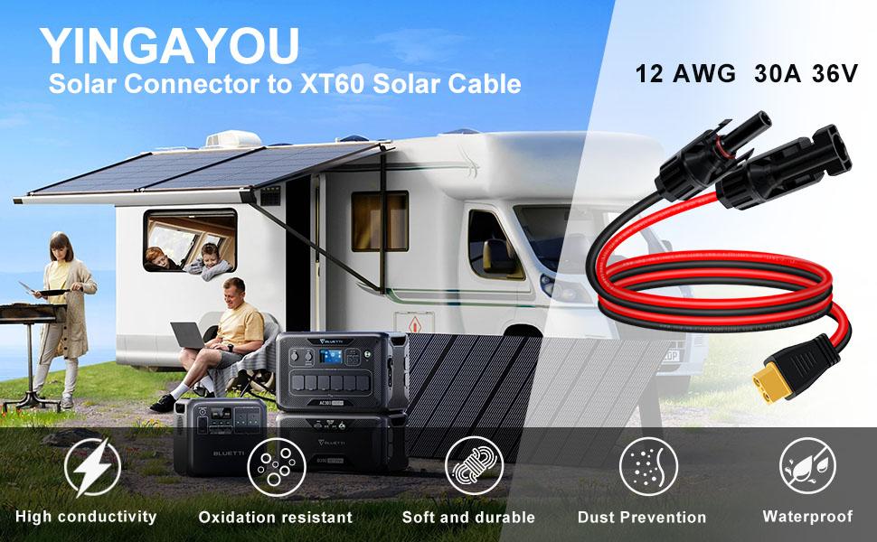 XT60 Cable 12AWG(3.31mm²) XT60 to Connector Extension Cable for RV Station Battery Pack (1 m/3 ft)