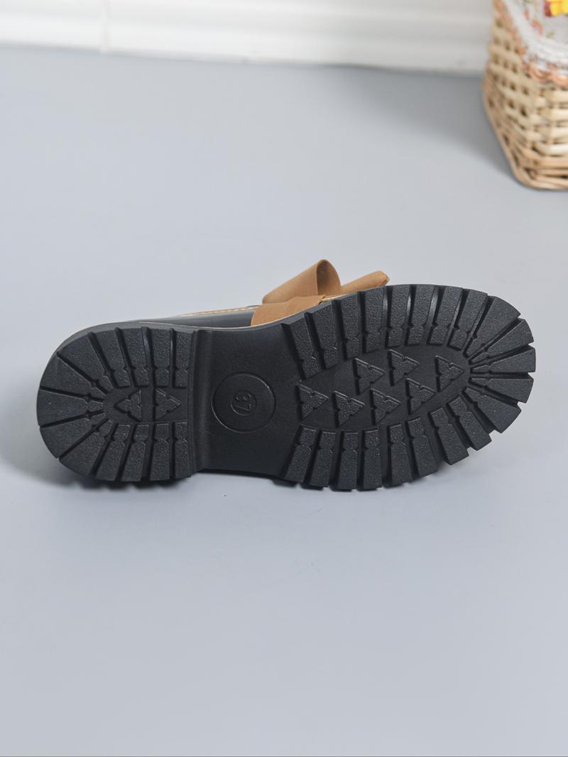 Women's Bowknot Loafers, Spring & Fall Casual PU Leather Shoes, Plain Pattern, Less Than Ankle Height, PVC Sole