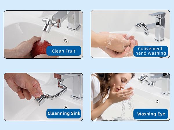 Hibbent 1440° Swivel Faucet Extender, Metal Rotatable Sink Faucet Aerator with Brass Extension, Dual Function 2 Modes Kitchen & Bathroom Sink Sprayer, Faucet Attachment for Gargle/Eye/Face Washing