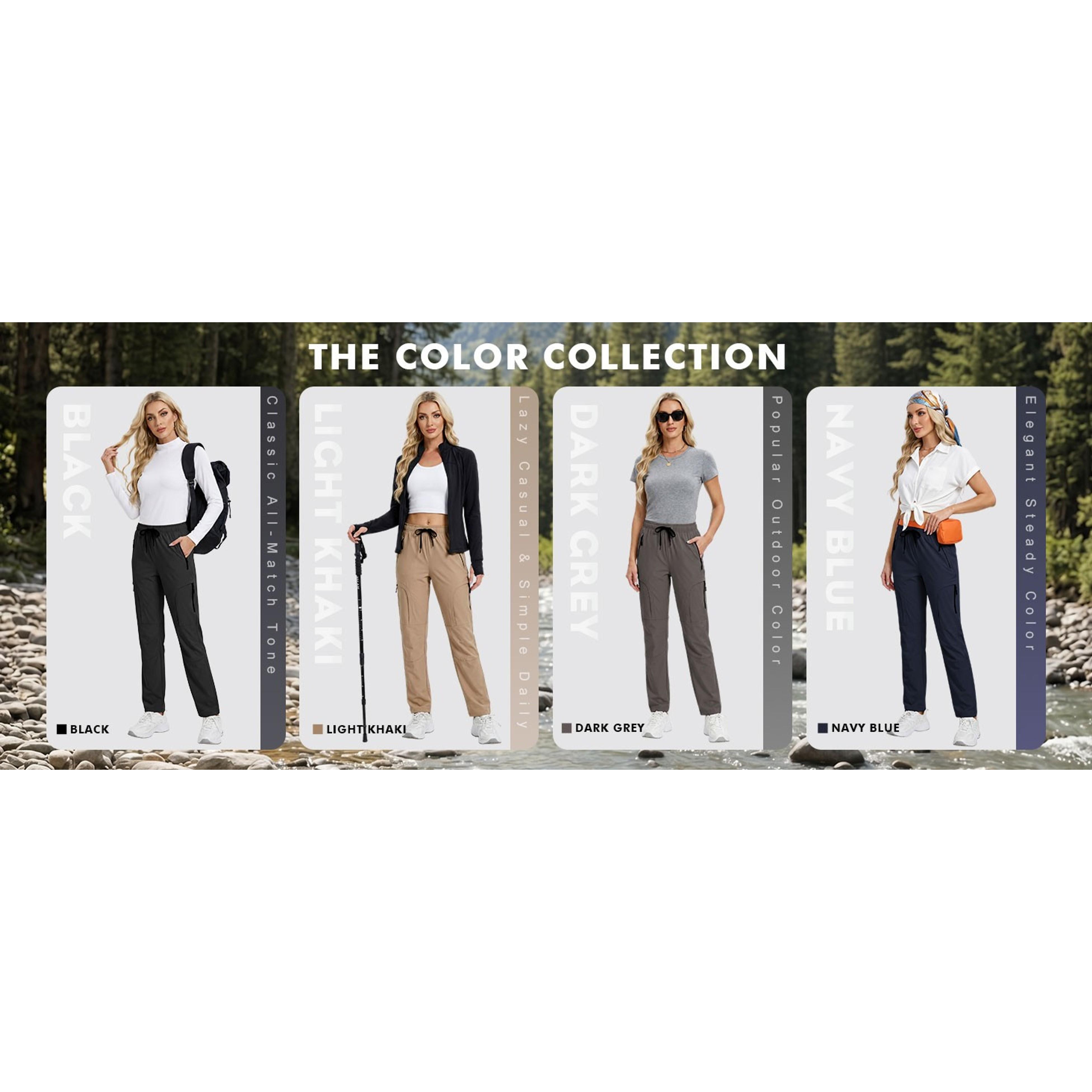 Women's UPF 50+ Water-Resistant Quick-Dry Stretch Hiking Cargo Pants with 5 Zip Pockets