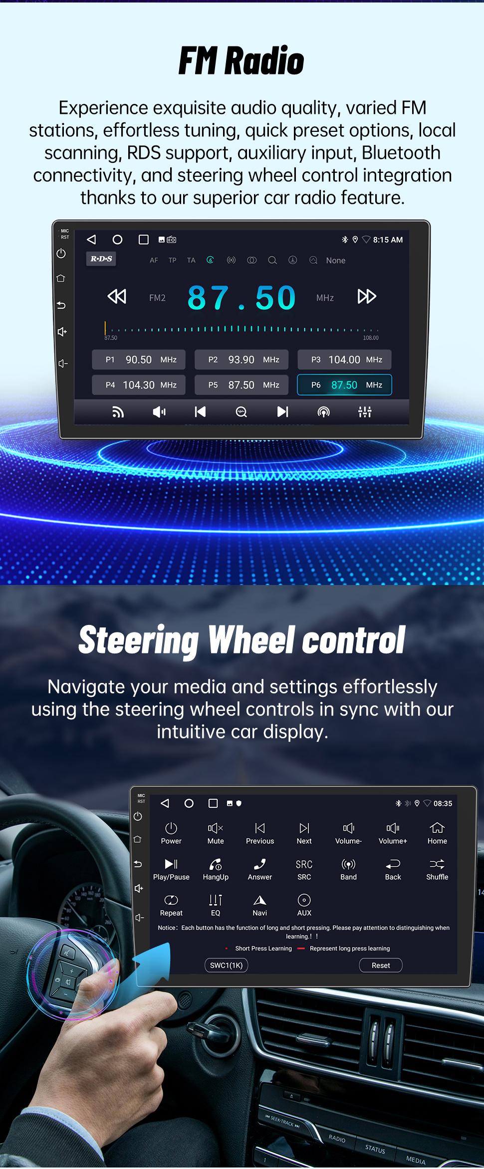 Car Stereo for Toyota Tundra 2007-2013 & Toyota Sequoia 2008-2018 touch screen has Android Auto Wireless Carplay, Bluetooth WIFI supports GPS Navigation