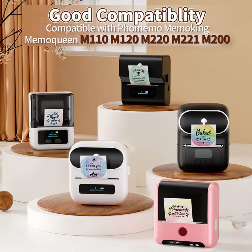 230 Round Thermal Labels Roll, 50x30mm Sticky Holographic Paper Compatible with Phomemo M110/m200/m220 Printers, Ideal for Holiday Greetings