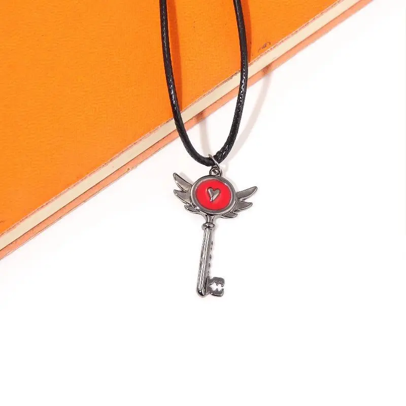 Anime Hazbin Love Key Pendant Necklace Hotel Lucifer Alastor Cosplay Unisex Necklace Jewelry Accessories Props Fan Gifts