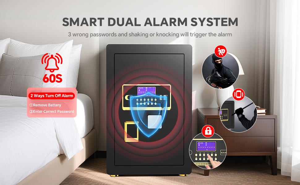 ACTIGER Extra Large Thick Steel Safe Box with Digital Keypad, Electronic Lock, High Security Anti-Theft Protection, Smart Alarm System, Heavy Duty Steel, Inner Locking Cabinet for Home, Office, Valuables, and Documents