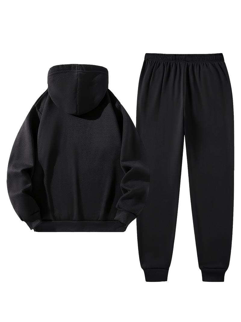 Men's autumn and winter set, including hooded sweatshirt, fashionable jacket, trendy American street style printed top and pants two-piece set Athletic Activewear Tracksuits Sportswear Athleisure Sweatsuit