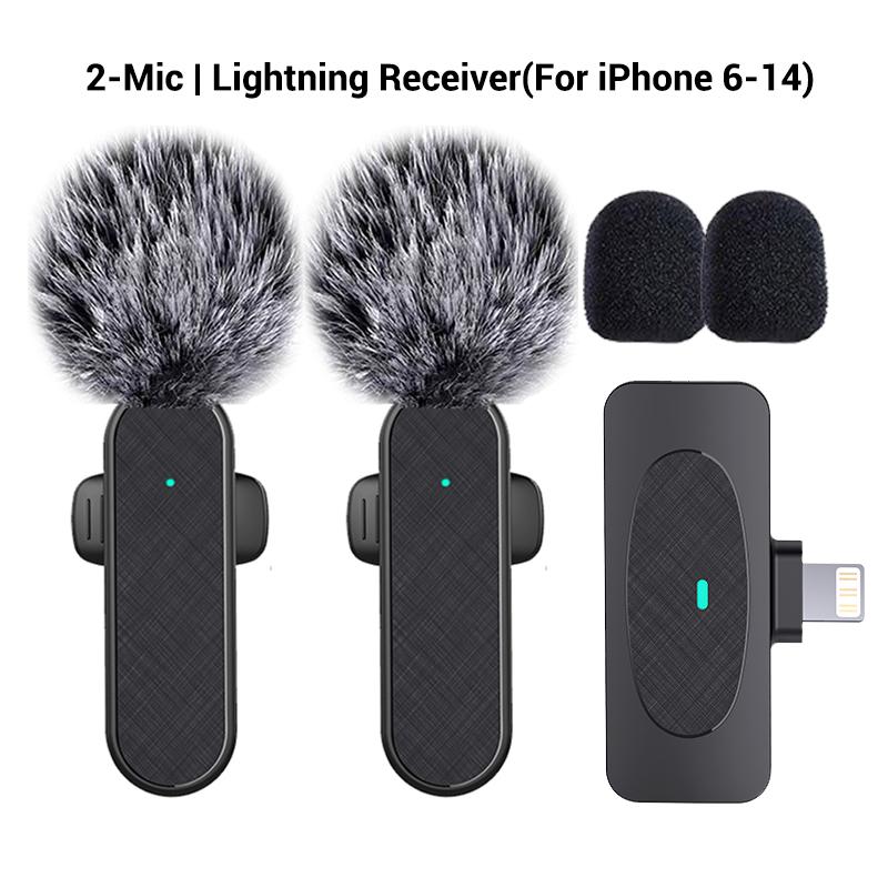 Professional Wireless Lavalier Microphone with Intelligent Noise Cancelling, Plug & Play for iPhone and Android Smartphones, Rechargeable Lapel Mic for Video Recording, Teaching, Interviews and Podcasts