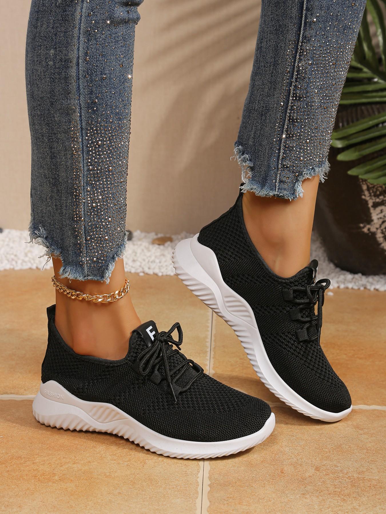Ultra-Light Breathable Knit Sports Shoes for Women, Anti-Slip Soft Sole Casual Shoes, Daily Commute Lazy Sports Shoes, Round Toe Sneakers, Lightweight Breathable Sneakers