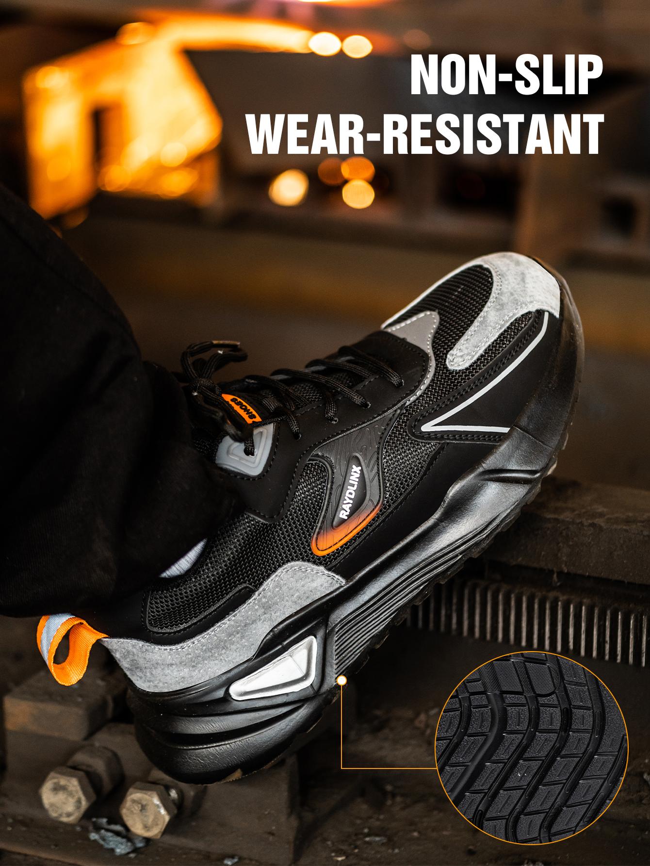 Steel toe shoes for man Anti-Puncture Lightweight Comfortable Breathable Odor-Resistant Work Site Protection Footwear，work shoes for woman